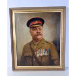 A framed oil on board of a Army officer 59 x 49 cm.