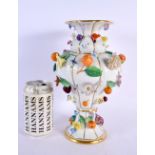 A LARGE 19TH CENTURY MEISSEN PORCELAIN VASE encrusted with flowers. 24 cm x 12 cm.