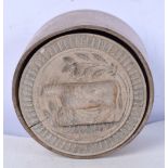 An antique treen cow butter stamp . 11 x 11 cm