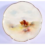 Royal Worcester plate painted with highland cattle by Harry Stinton signed date code for 1933 22cm D