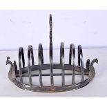 AN ANTIQUE SILVER PLATED SWAN TOAST RACK. 21 cm x 16 cm.