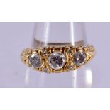 AN 18CT GOLD GEM SET RING. J. 4.2 grams.