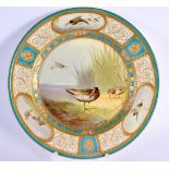 Royal Doulton cabinet plate with a central scene of snipes with three panels of snipes on the border