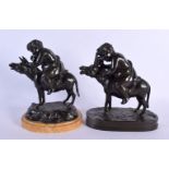 French School (19th Century) Pair, Bronze, Figures on donkeys. 22 cm x 15 cm.