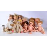 A collection of vintage dolls, teddys and other soft toys (12)