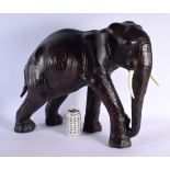 A FINE LARGE EARLY 20TH CENTURY LIBERTY OF LONDON LEATHER ELEPHANT by Dimitri Omersa for Abercrombie