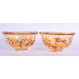 A PAIR OF EARLY 20TH CENTURY BEIJING GLASS BOWLS Late Qing/Republic. 9.5 cm diameter.