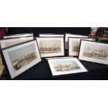 A framed collection of Fores's lithographs of fox hunting scenes 33 x 28 cm (10)