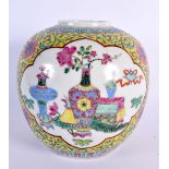 A LATE 19TH CENTURY CHINESE FAMILLE ROSE PORCELAIN GINGER JAR Guangxu, painted with precious objects