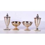 A SILVER CRUET SET. 77 grams. 6 cm x 3.25 cm. (4)