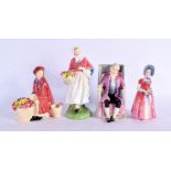 FOUR ROYAL DOULTON FIGURES Darby, Market Day, Diana & Bonnie Lassie. Largest 20 cm high. (4)