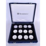 A CASED SET OF SILVER PROOF COINS. 355 grams. (qty)