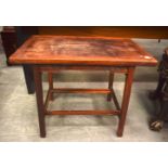 AN EARLY 20TH CENTURY CHINESE CARVED HARDWOOD TABLE. 60 cm x 50 cm.