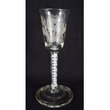 AN ANTIQUE WINE GLASS. 16 cm high.