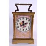 A CONTEMPORARY SEVRES STYLE CARRIAGE CLOCK. 15 cm x 8 cm inc handle.