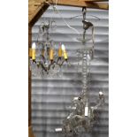 A large glass arm chandelier together with a smaller chandelier largest 105 cm.(2)