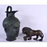 A MID 19TH CENTURY EUROPEAN GRAND TOUR BRONZE FIGURE OF A LION After the Antiquity, together with an