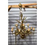 A metal Wheatsheaf design Chandelier 73 cm.