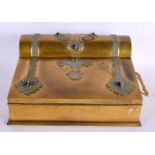 A LARGE VICTORIAN GILT BRONZE AND AGATE DESK STAND with fitted interior. 29 cm x 25 cm.