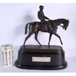 Pierre-Jules Mene (C1820-1879) Bronze, Racehorse with jockey. 34 cm x 27 cm.