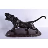 A VERY LARGE 19TH CENTURY JAPANESE MEIJI PERIOD BRONZE OKIMONO modelled as a roaming tiger. 54 cm x