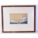 A framed oil on board of a shipwreck signed with a monogram and dated July 84 19 x 32 cm