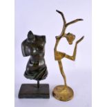 A STYLISH BRONZE FIGURE OF A DANCER together with a Roman style torso. Largest 34 cm high. (2)