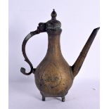 A LARGE 18TH CENTURY PERSIAN BRONZE EWER decorated with motifs. 30 cm x 20 cm.