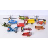 A collection of Dinky models airplanes, cars etc (12)