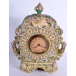 AN UNUSUAL LATE 19TH CENTURY JAPANESE MEIJI PERIOD SATSUMA POTTERY CLOCK painted with flowers and vi