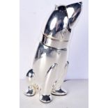 A SILVER PLATED BEAR COCKTAIL SHAKER. 32 cm high.