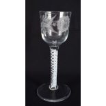 AN ANTIQUE WINE GLASS. 15 cm high.