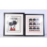 A pair of framed limited edition prints of Dennis the menace by John Patrick Reynolds 37 x 31 cm (2)