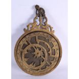 A LARGE ANTIQUE ANGLO INDIAN ASTROLABE of typical shape, comprising of four plates and an openwork r