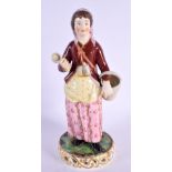 AN UNUSUAL ANTIQUE DERBY KING STREET FIGURE OF A FEMALE modelled by Larcombe. 22 cm high.