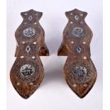 A pair Persian Qajar bathing shoes decorated with Mother of Pearl 7 x 28 cm.