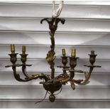 A brass 5 arm chandelier 40 cm