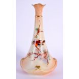 Locke and co Worcester vase painted with a bird on a branch on a blush ivory ground 15x8.5cm