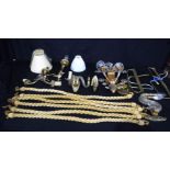 A Miscellaneous collection of glass wall sconces , curtain ties, lampshades etc (Qty).