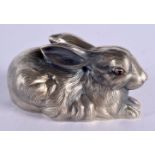 A CONTINENTAL SILVER RABBIT. 63 grams. 7 cm x 3.5 cm.