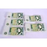 FIVE ONE POUND BANK NOTES. (5)