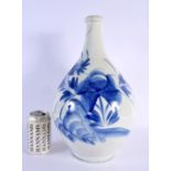 A LARGE EARLY 20TH CENTURY KOREAN BLUE AND WHITE VASE painted with flowers. 38 cm x 18 cm.