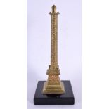 A 19TH CENTURY EUROPEAN GRAND TOUR BRONZE COLUMN. 22 cm high