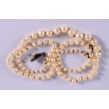 A SILVER AND PEARL NECKLACE. 16.3 grams. 55 cm long.