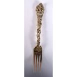 A FINE VICTORIAN SILVER FORK by George Angell. 75 grams. 18 cm long.