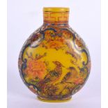 AN EARLY 20TH CENTURY CHINESE GLASS SNUFF BOTTLE Late Qing/Republic, bearing Qianlong marks to base,