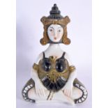 A RARE ART DECO FRENCH NODDING PORCELAIN MATCH HOLDER formed as an Oriental female. 12 cm x 6 cm.