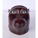 A carved wood monkey head inkwell 10 cm.