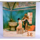 Middle Eastern School (20th Century) Oil on canvas, Bathing female. 68 cm x 64 cm.