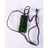 A NEW ZEALAND TRIBAL MAORI CARVED JADE PENDANT. Pendant 6 cm x 3 cm.